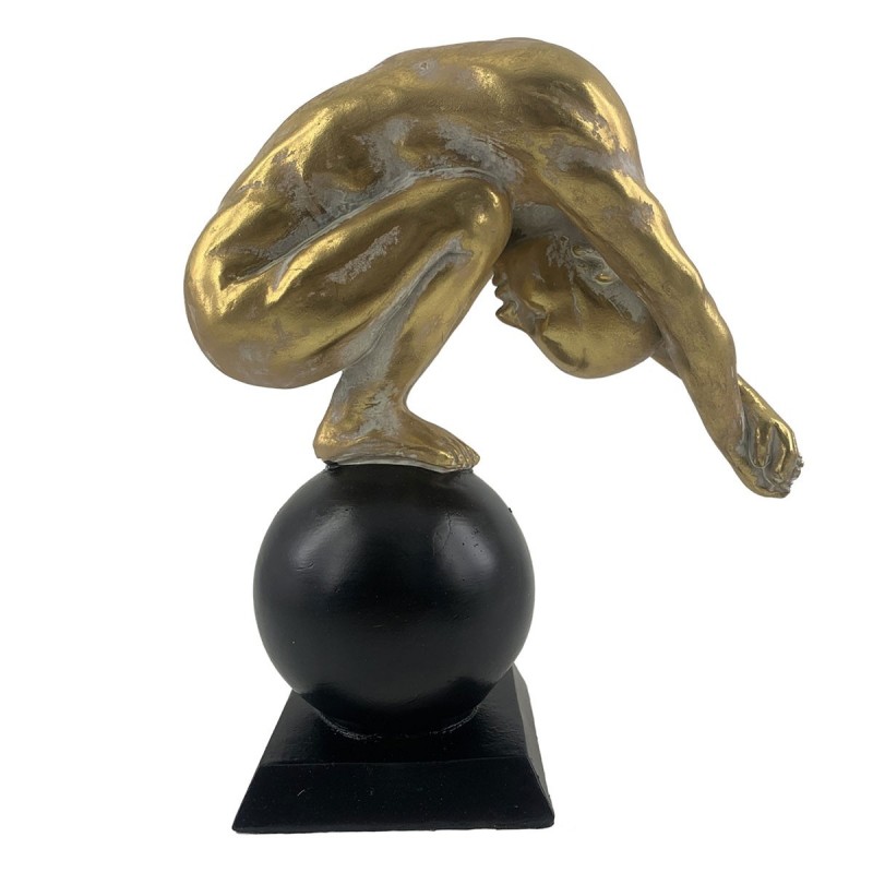 Figura Decorativa Hombre Desnudo Resina Dorada