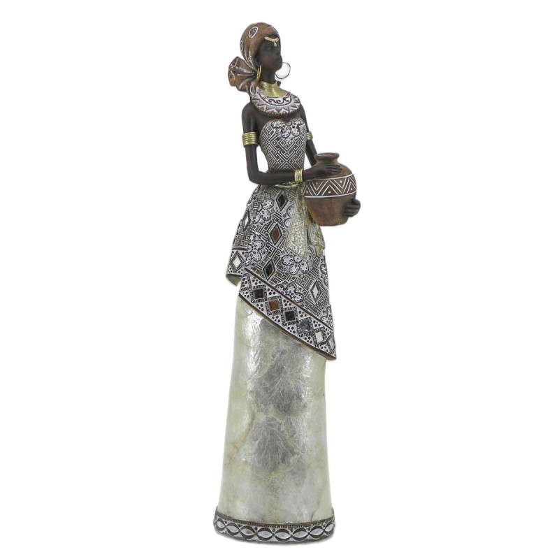 Figura Decorativa Mujer Africana de Resina