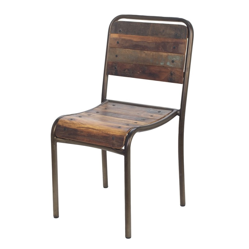 Silla VINTAGE de madera con estructura metalica 46x45x85 cm