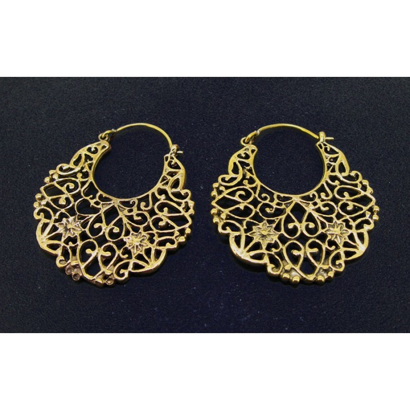 Pendientes de Bronce Filigrana Bolso Corazones -64-