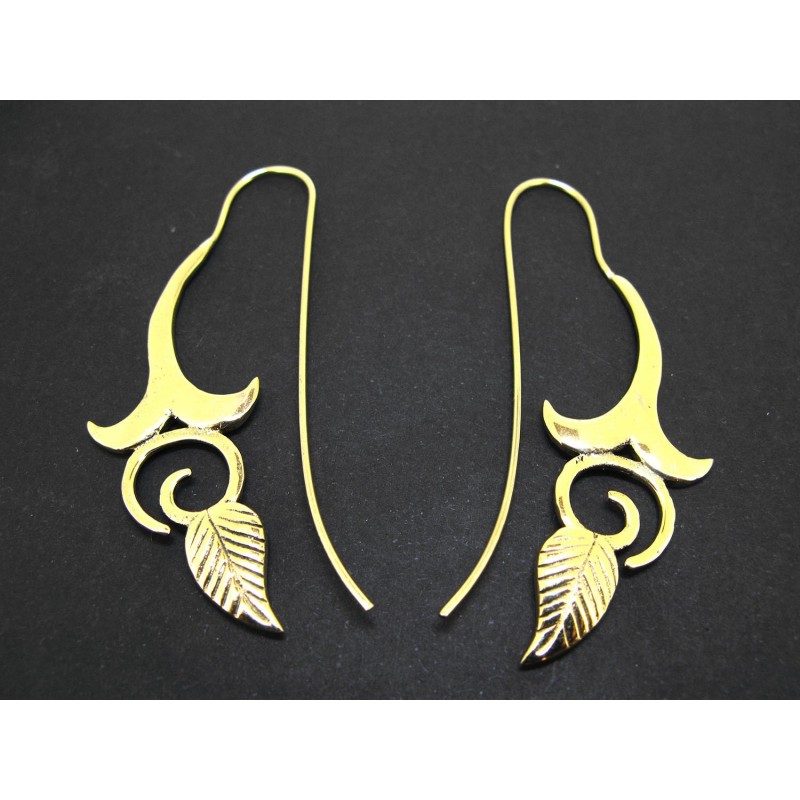 Pendientes de Bronce Forma Hoja -60-