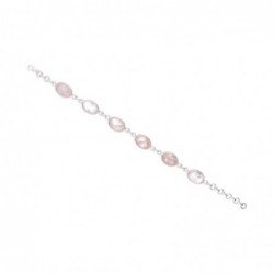 Pulsera de Cuarzo Rosa Mediana en Plata