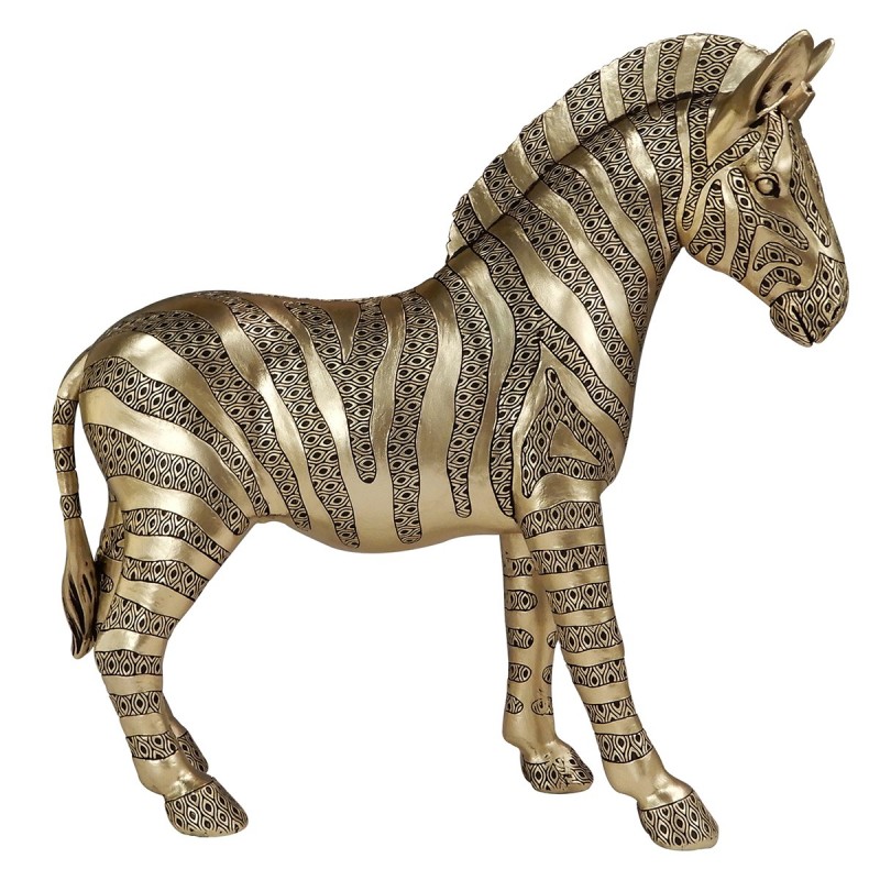 Figura decorativa cebra resina dorada interior exterior safari zebra altura 30 cm animal.