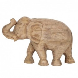 Figura decorativa elefante madera marrón adorno decoración rústica étnica largo 29 cm