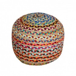 Puff cojín suelo mimbre yute algodón colorido silla taburete decoración boho elegante 40 cm