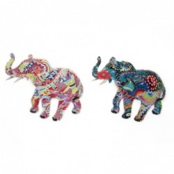 Set figuras decorativas elefante pequeña resina estampado colorido moderna interior largo 10 cm