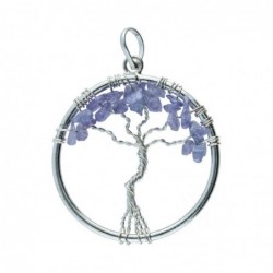 Colgante Arbol de la Vida con Iolita en Baño de Plata - Joyería Fina con Piedras Preciosas - Regalo Original para Mujer