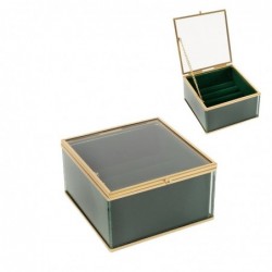 joyero terciopelo verde esmeralda organizador joyas elegante práctico 12x11 cm