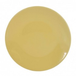 plato liso amarillo loza 27cm resistente apto lavavajillas microondas ideal servir decorar uso cocina comedor eventos especiales