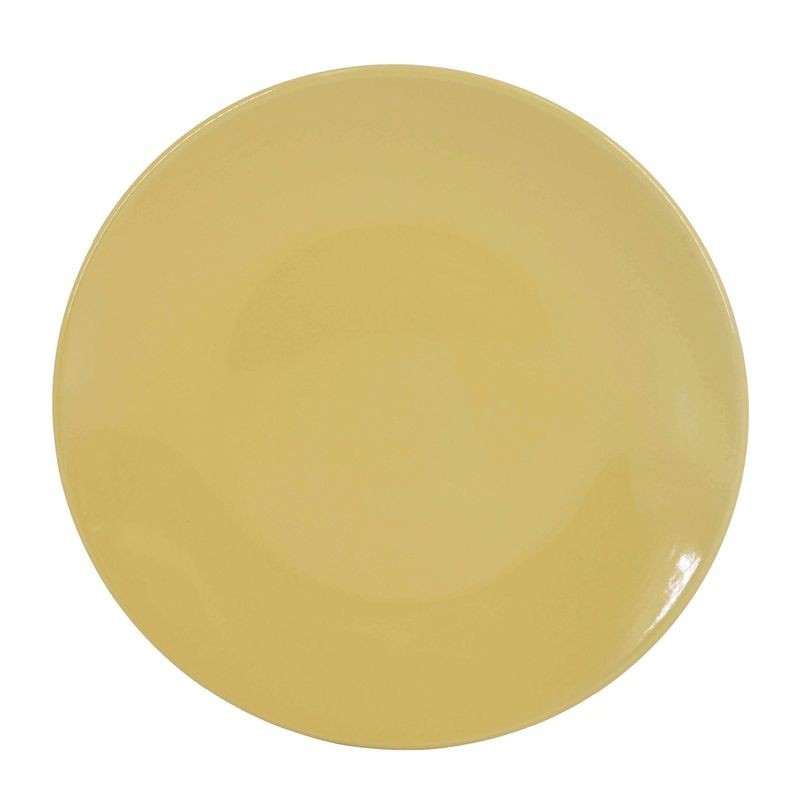 plato liso amarillo loza 27cm resistente apto lavavajillas microondas ideal servir decorar uso cocina comedor eventos especiales