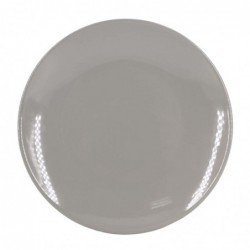 plato liso gris loza 27cm resistente apto lavavajillas microondas ideal servir decorar uso cocina comedor eventos especiales