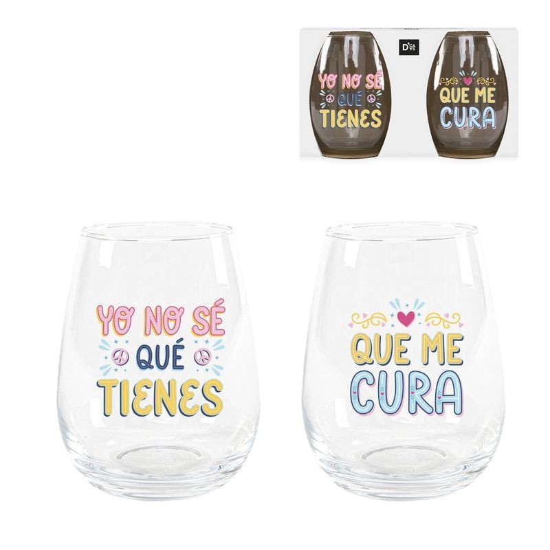 vasos cristal 500ml juego amor mensaje curas