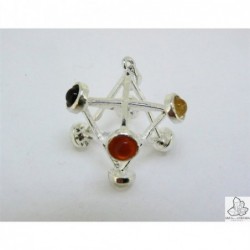 COLGANTE MERKABA CON MINERALES CHAKRAS (BA?O DE PLATA)